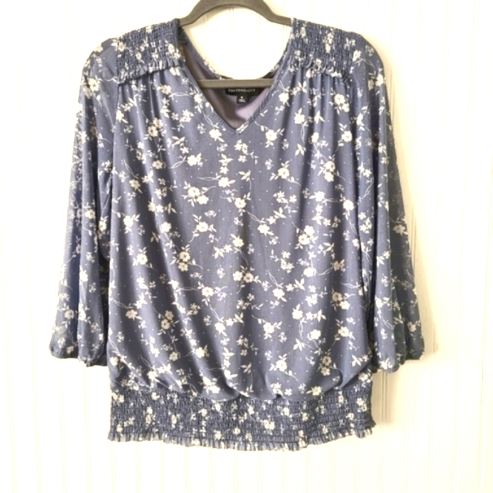 Fortune + Ivy Sage Smock Waist Knit Top, Size Medium, Light Purple